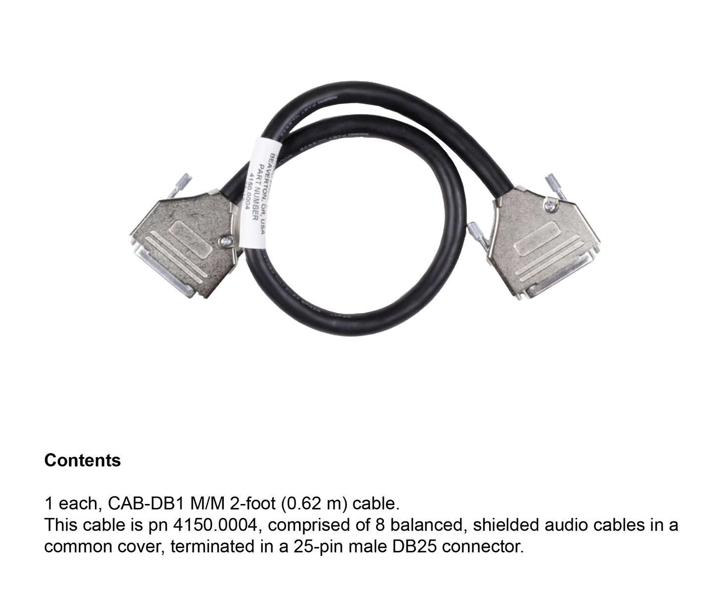 DB25M to DB25M balanced cable, 61cm